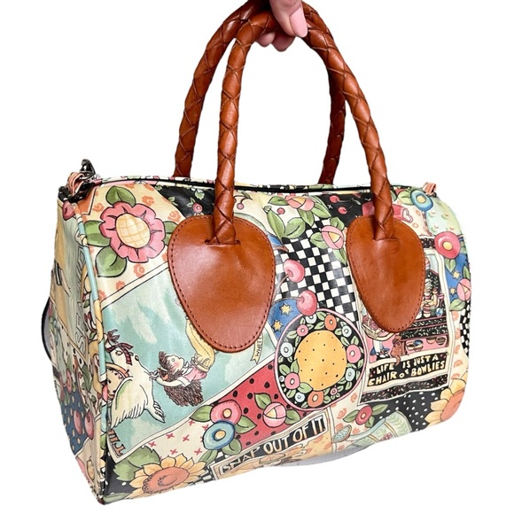 Mary Engelbreit Handbags - Vintage Mary Engelbreit Nordic House Design Coated Canvas Satchel Crossbody